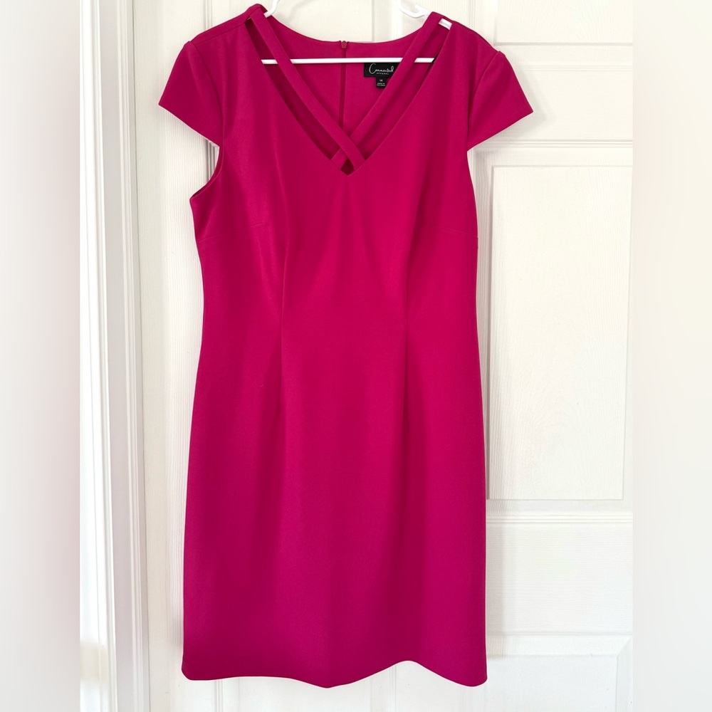 Connected Pink Sheath Dress Size 14 Crisscross Neck Career Cocktail